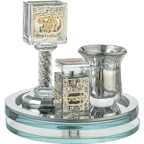 סט הבדלה מהודר מקריסטל עם פלקטה 20 ס"מ