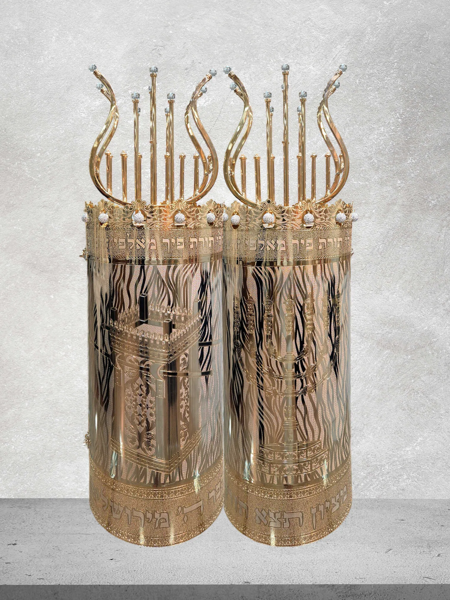 תיק לספר תורה דגם "נבל דוד המלך" זהב