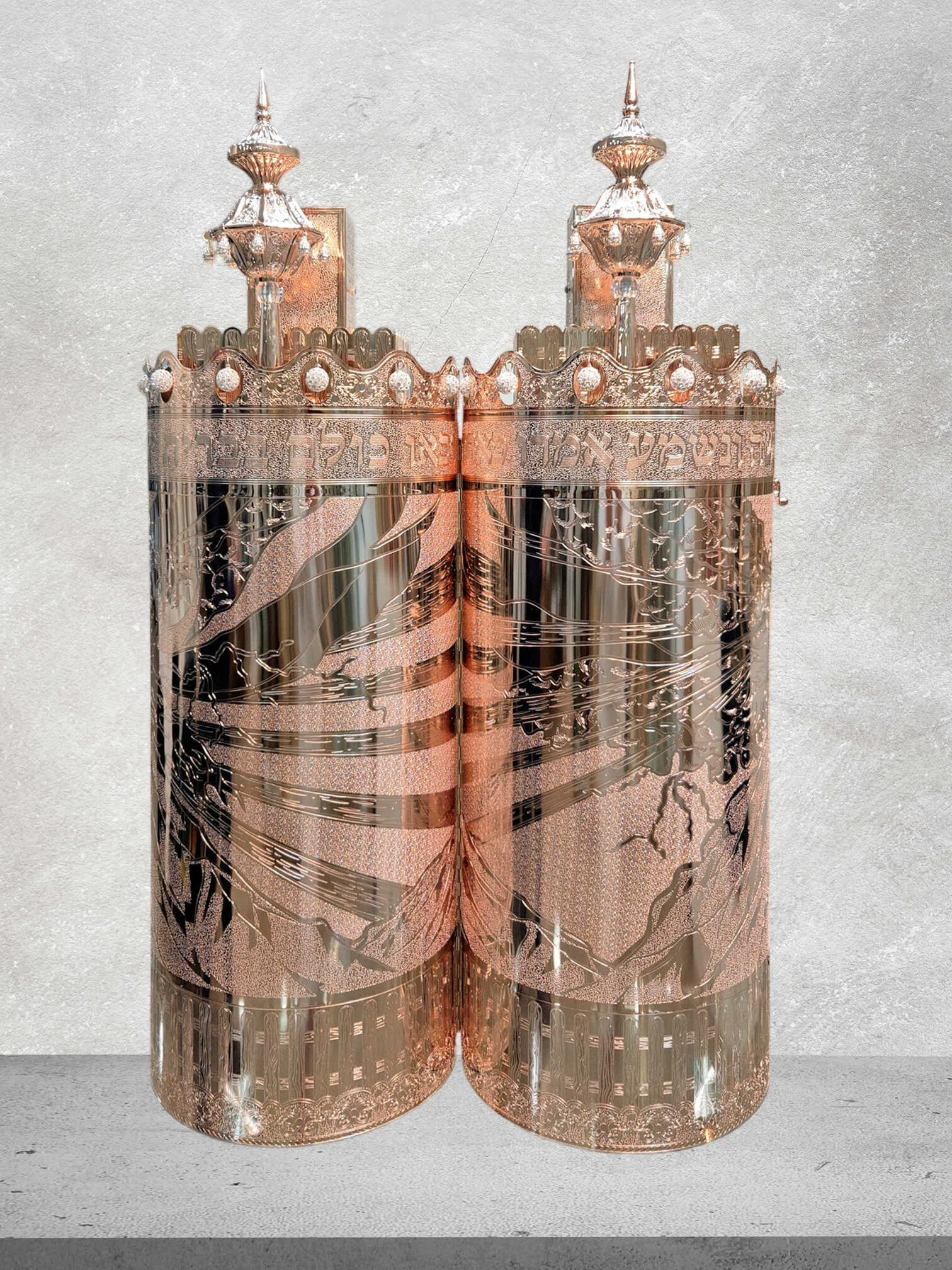 תיק לספר תורה פרימיום דגם "הר סיני" רוז גולד