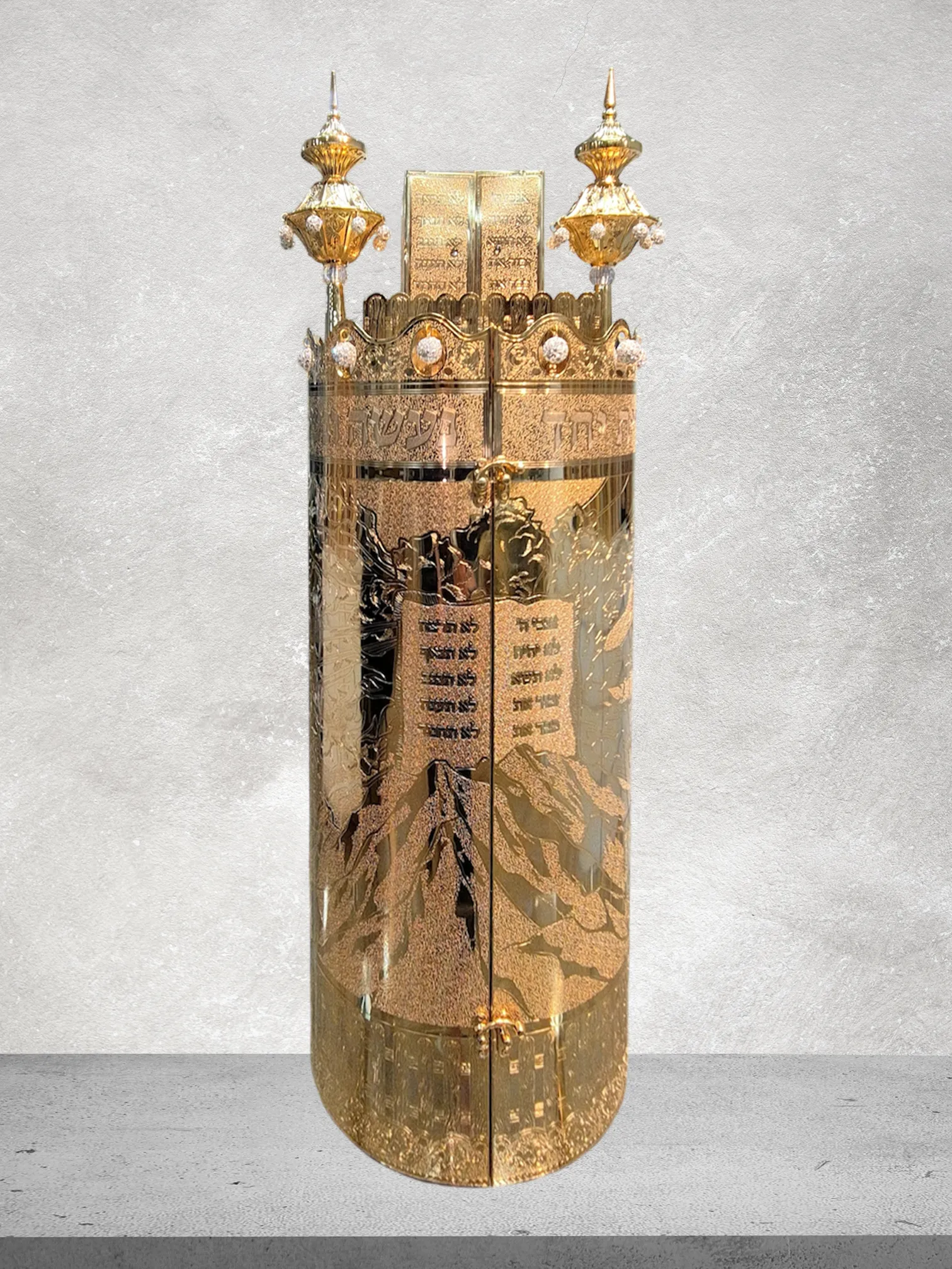 תיק לספר תורה פרימיום דגם "הר סיני" ציפוי זהב טהור