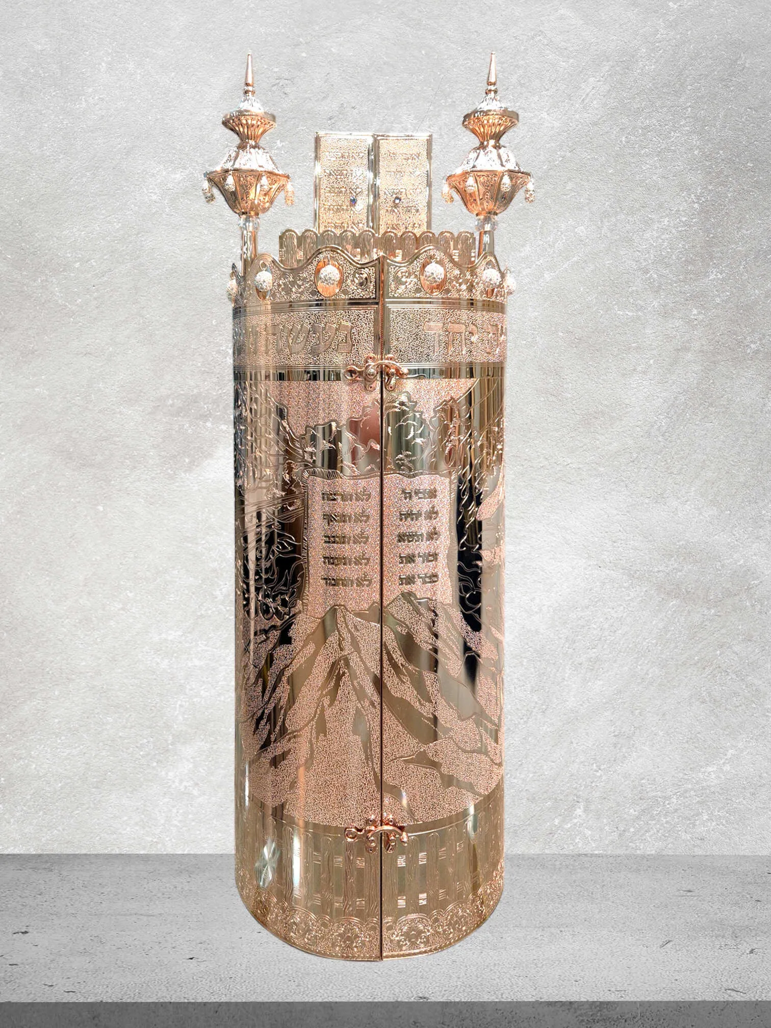 תיק לספר תורה פרימיום דגם "הר סיני" רוז גולד