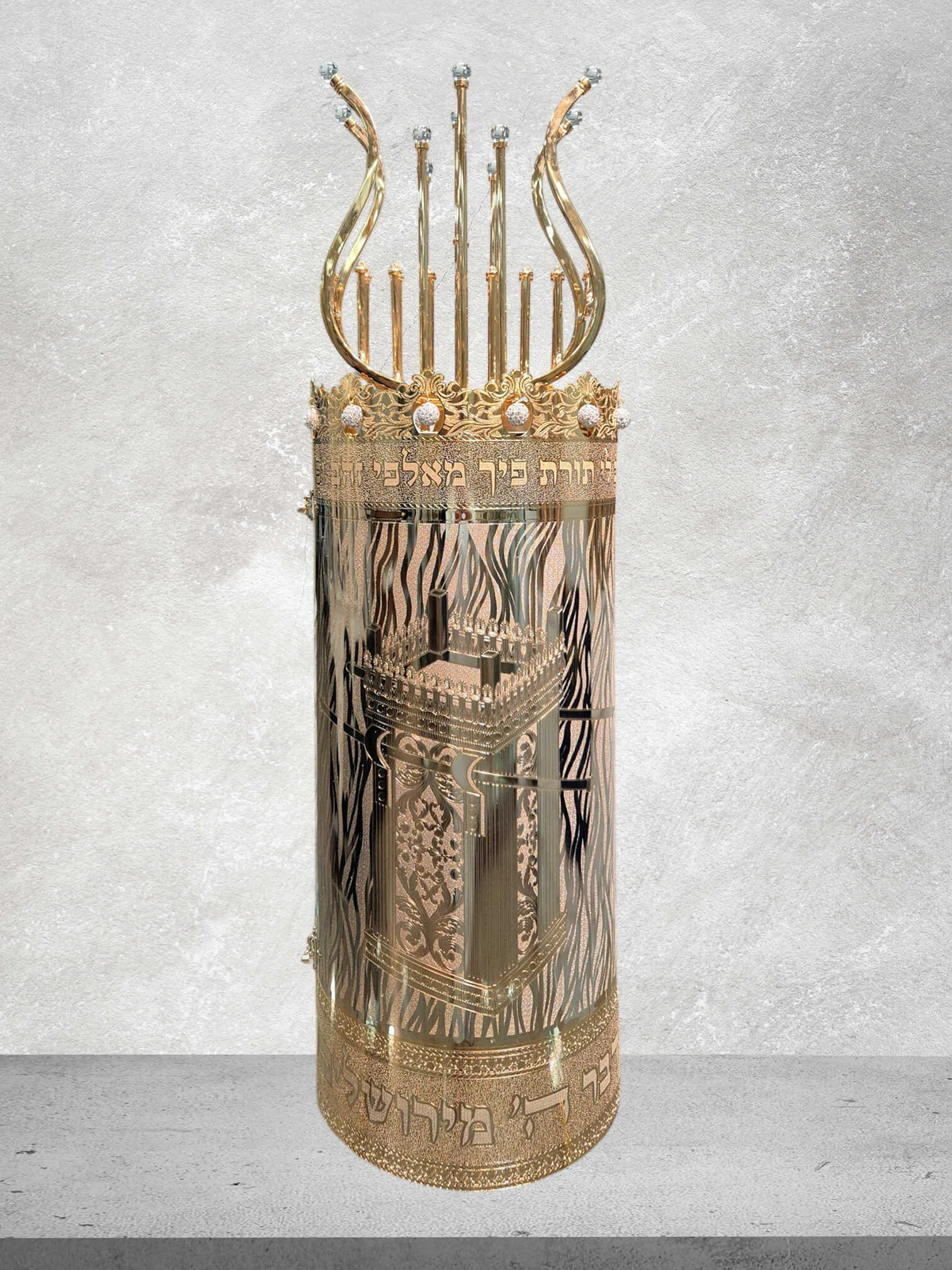 תיק לספר תורה דגם "נבל דוד המלך" זהב