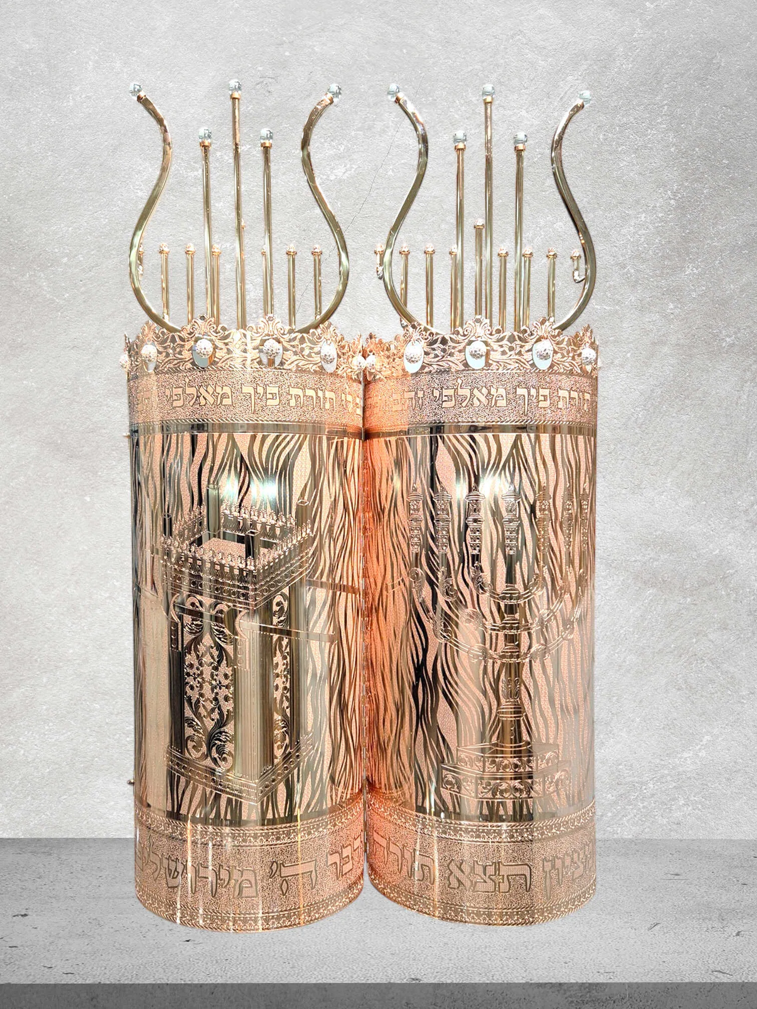 תיק לספר תורה דגם "נבל דוד המלך" רוז גולד