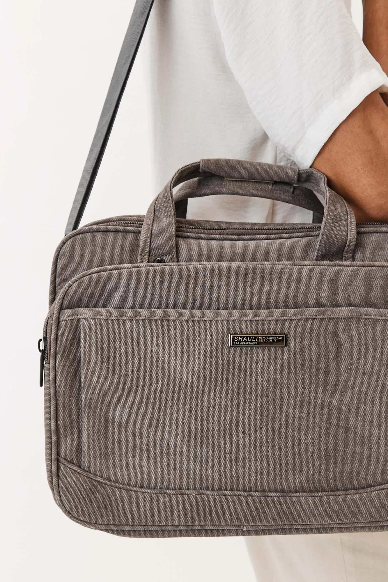 תיק מחשב קנבס NO.1- אפור