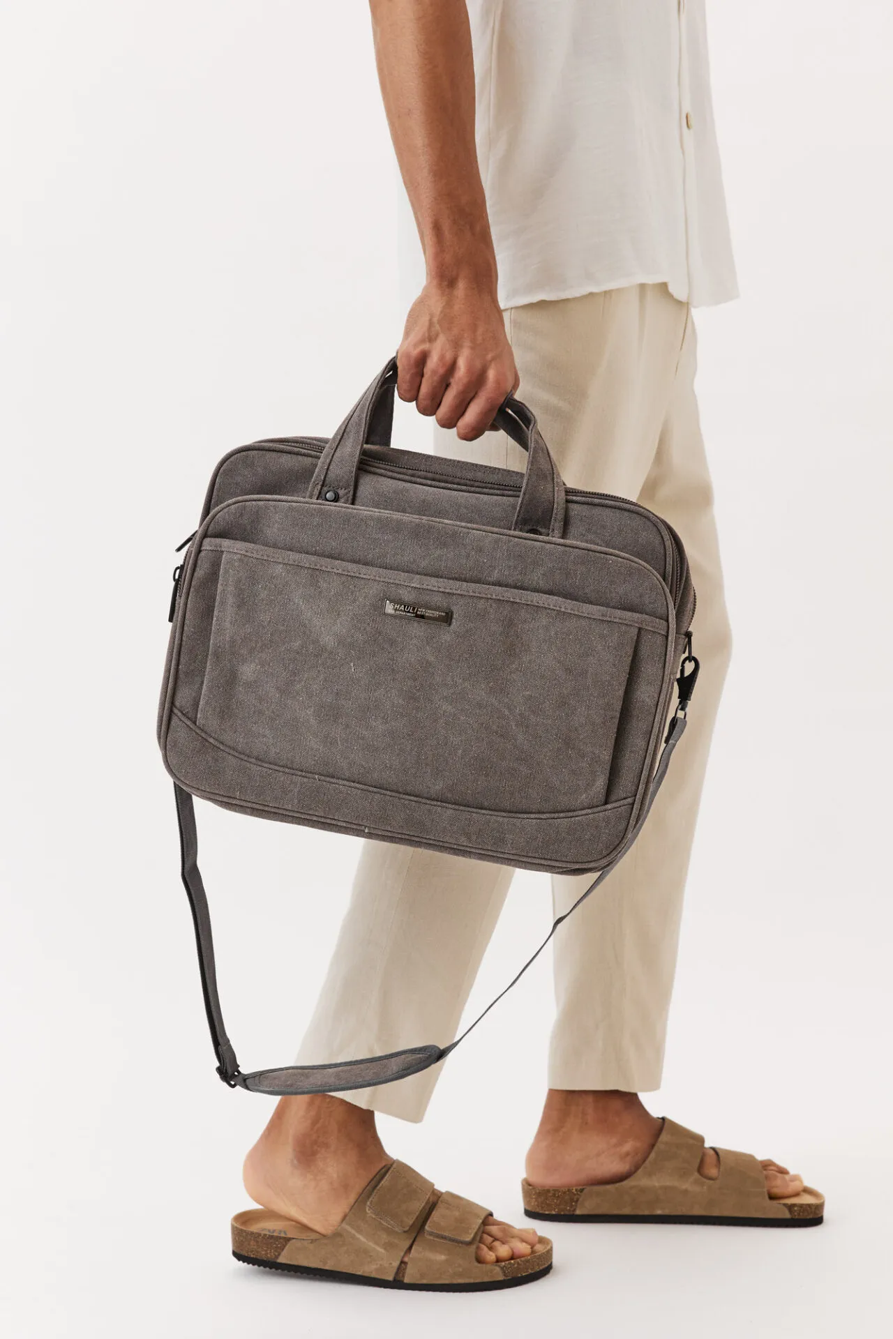 תיק מחשב קנבס NO.1- אפור