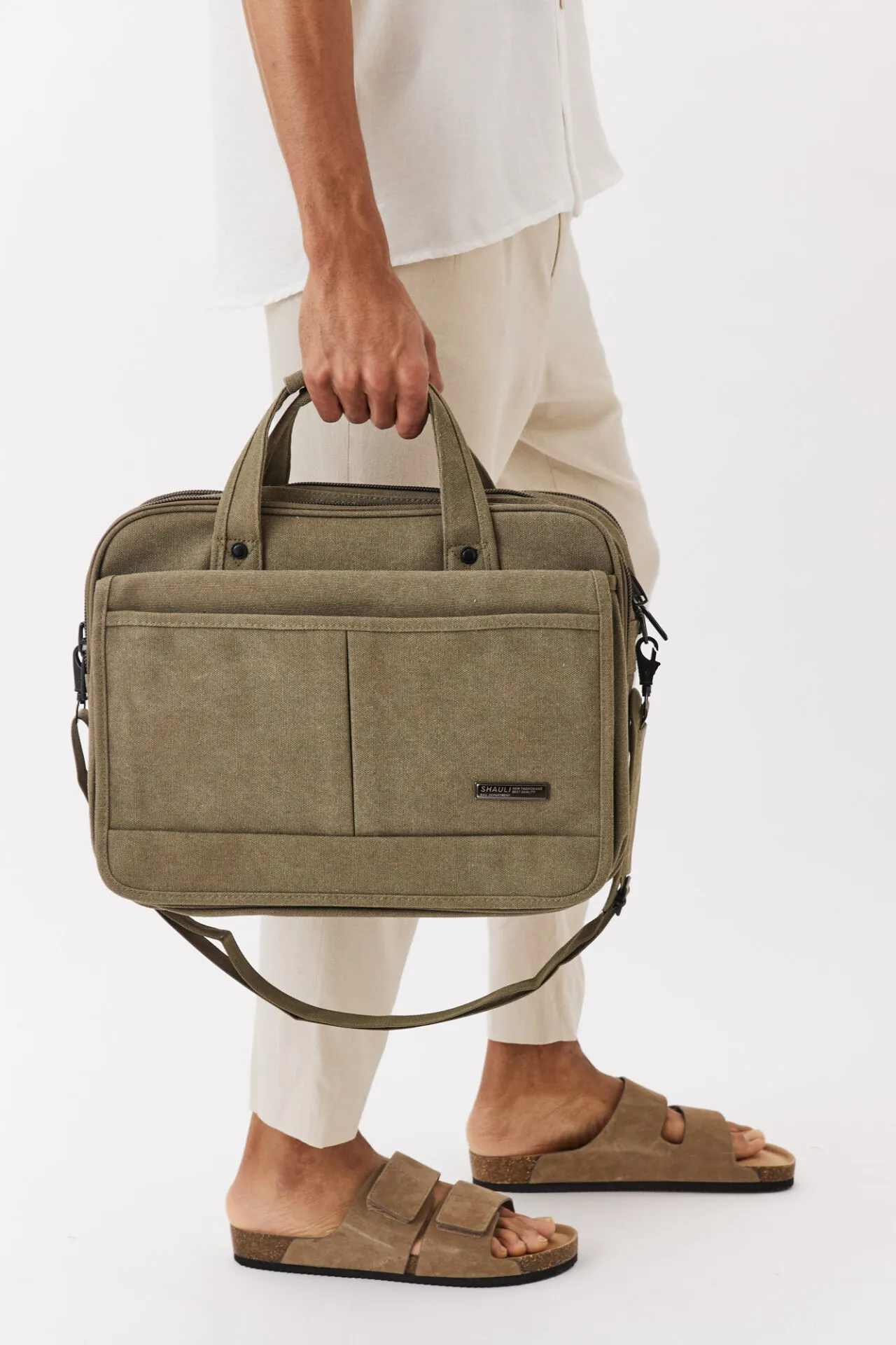 תיק מחשב קנבס NO.2- ירוק