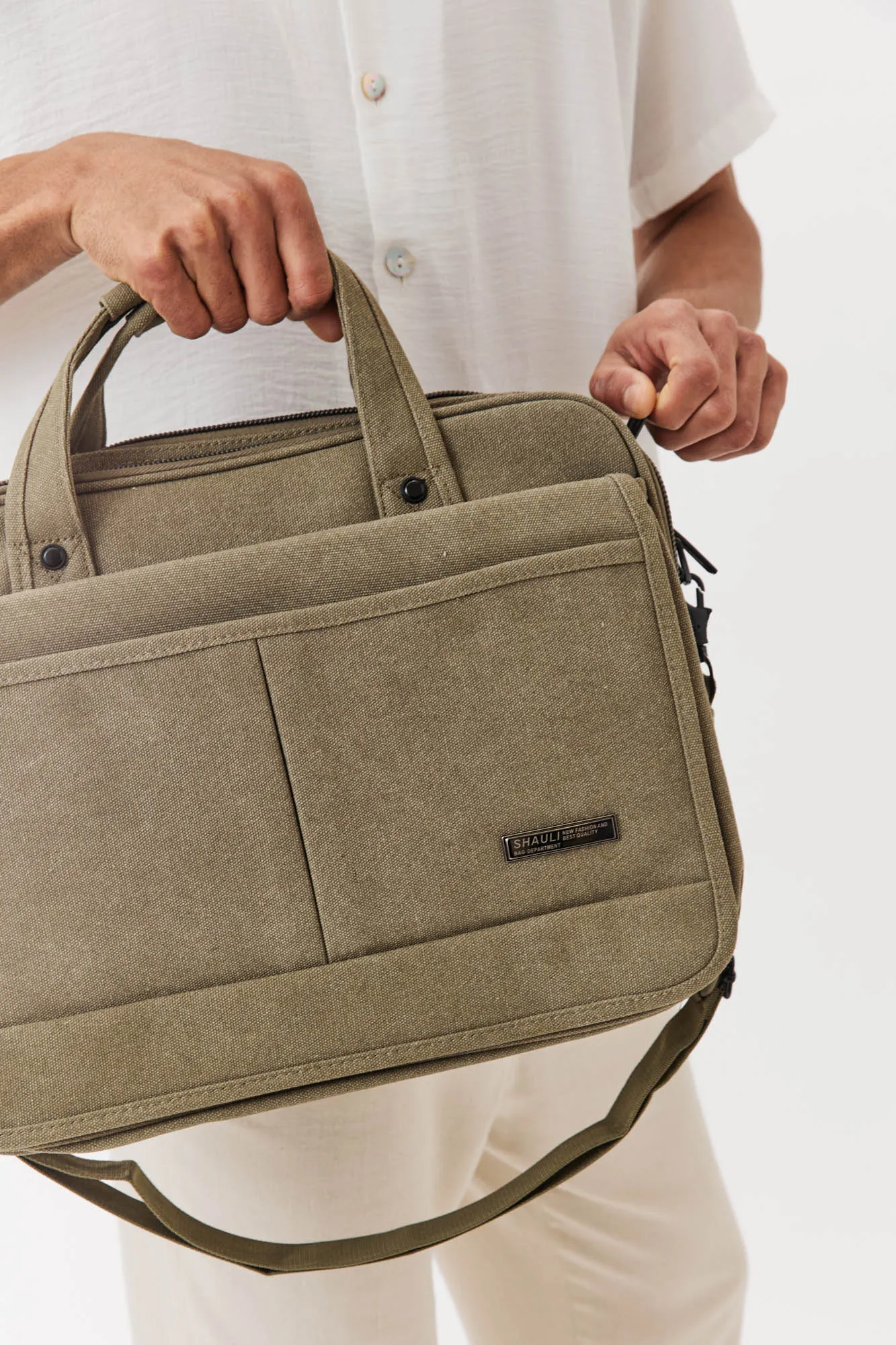 תיק מחשב קנבס NO.2- ירוק