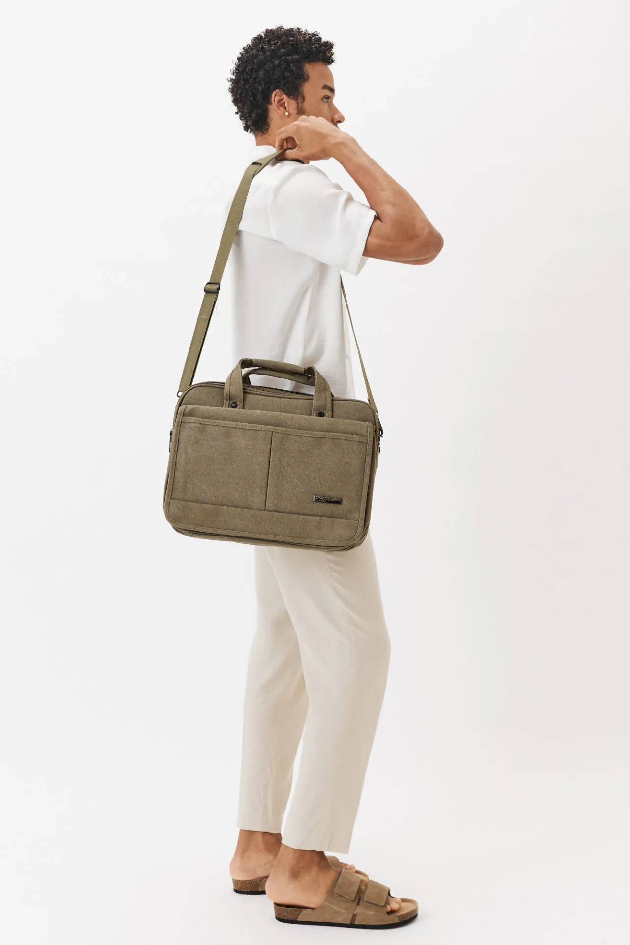 תיק מחשב קנבס NO.2- ירוק