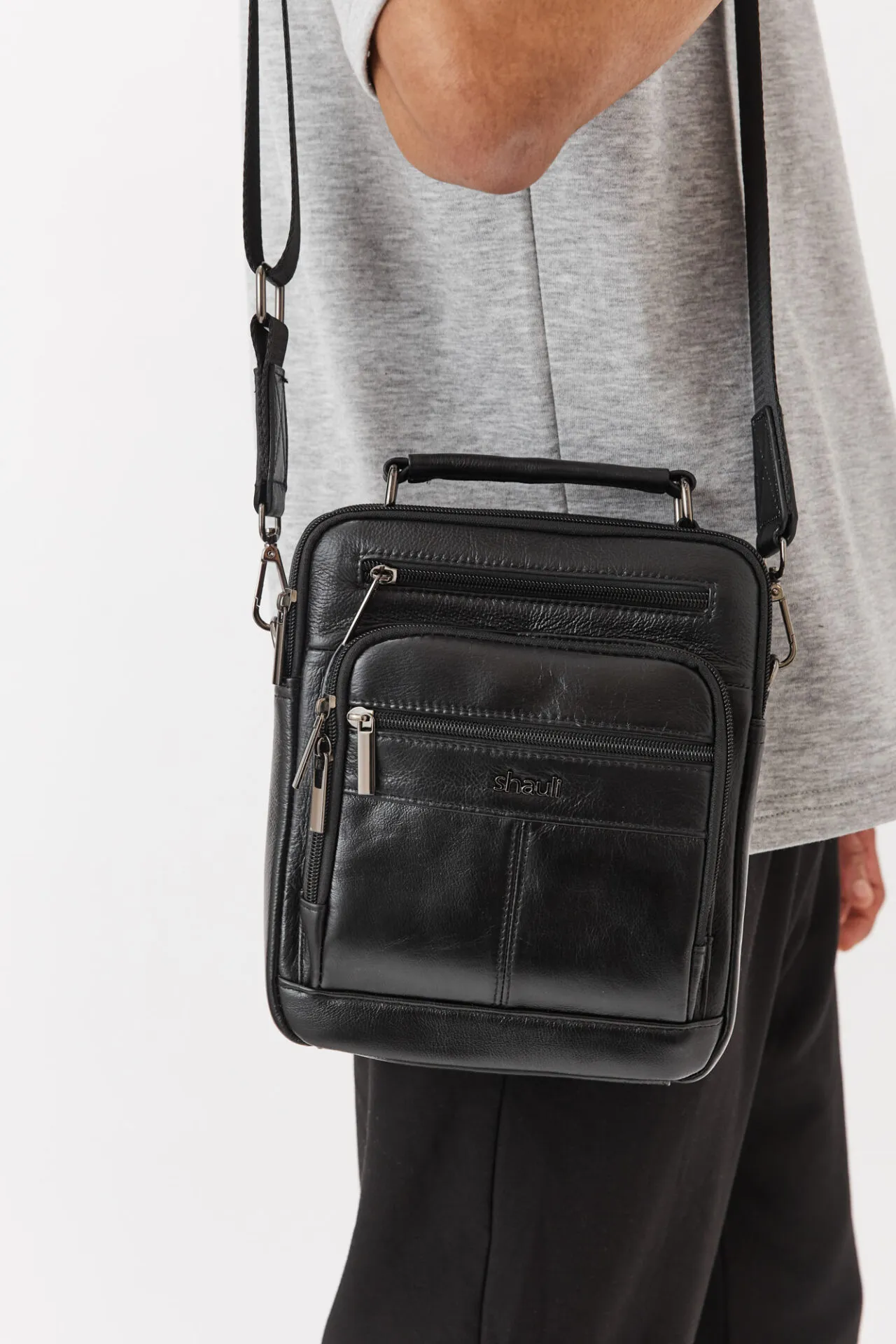 תיק צד מעור NO.2- שחור