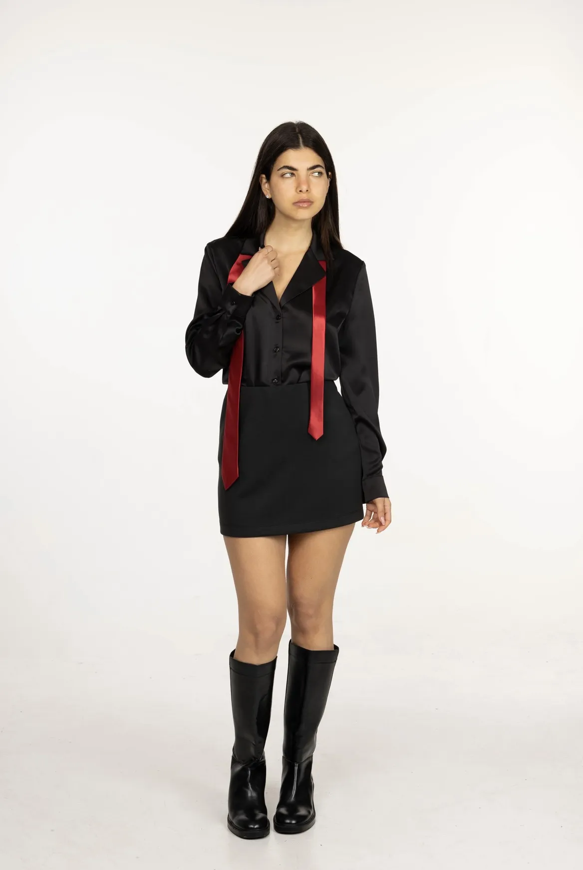 חולצה מכופתרת סאטן